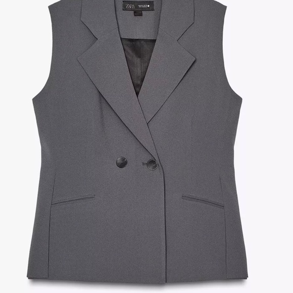 Zara grey double breasted vest NWOT - Picture 2 of 6